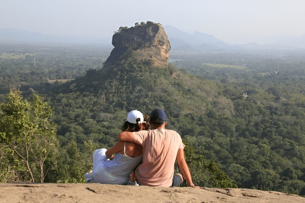 Vista romántica de Sigiriya durante luna de miel en Sri Lanka