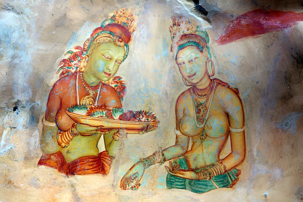 sigiriya sri lanka frescos doncellas pinturas antiguas